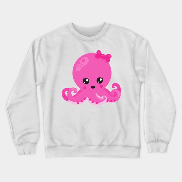 Cute Octopus, Little Octopus, Baby Octopus, Hearts Crewneck Sweatshirt by Jelena Dunčević